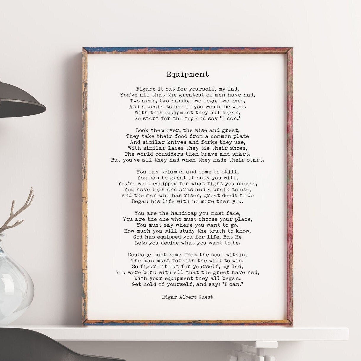 Equipment Edgar Albert Guest Poem, Black & White Poetry Wall Art Prints