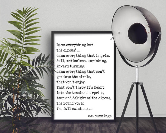 EE Cummings Circus Quote Poem Wall Art Print – Framed or Unframed Poetry Decor