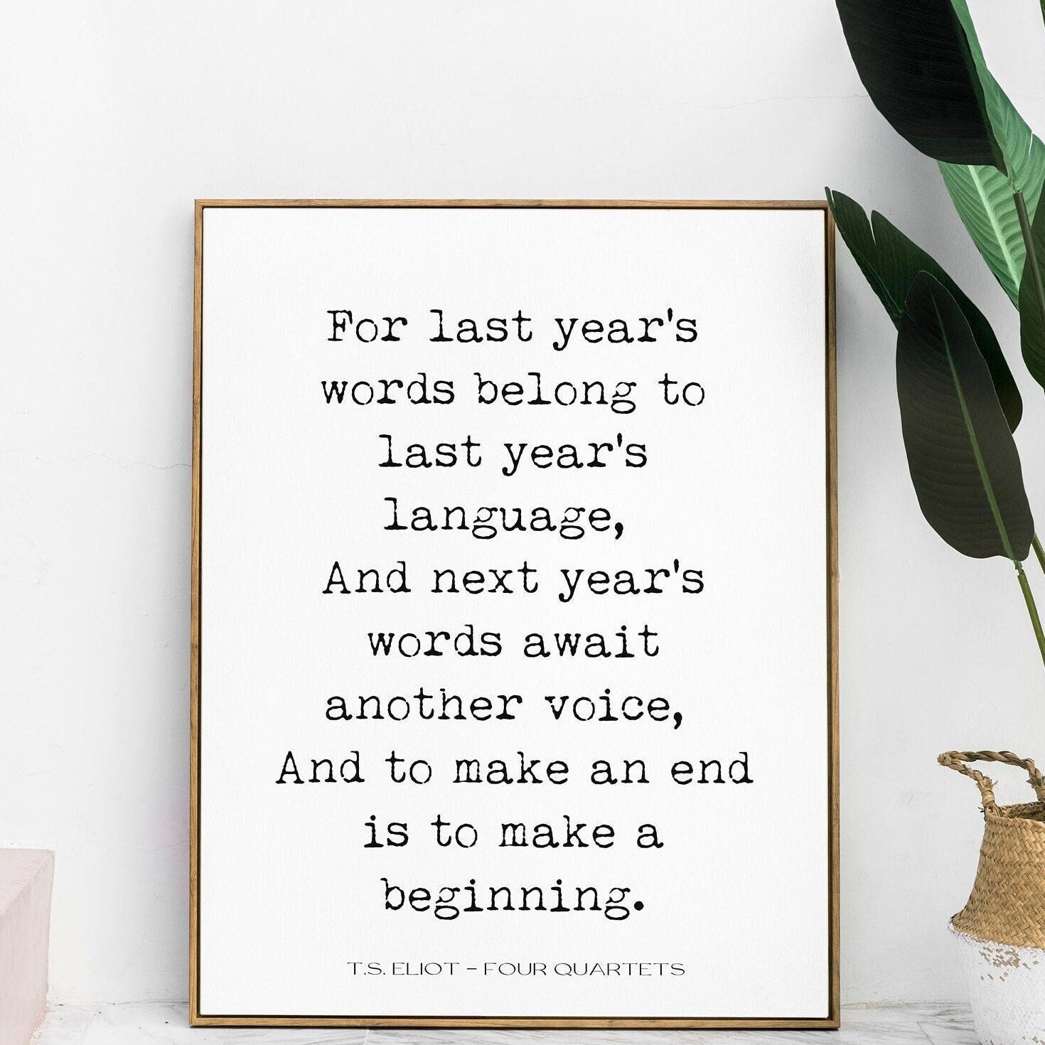 T.S. Eliot Four Quartets Quote Print – New Year Poetry Wall Art, Inspirational Literary Poster