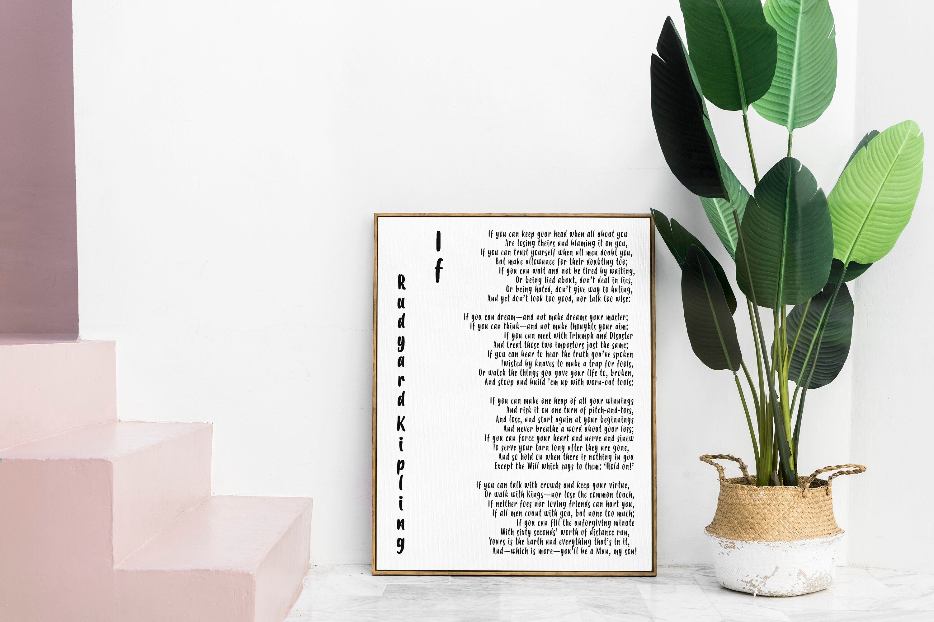 If Rudyard Kipling Wall Art Prints, Unframed Black & White Art for Wall Decor
