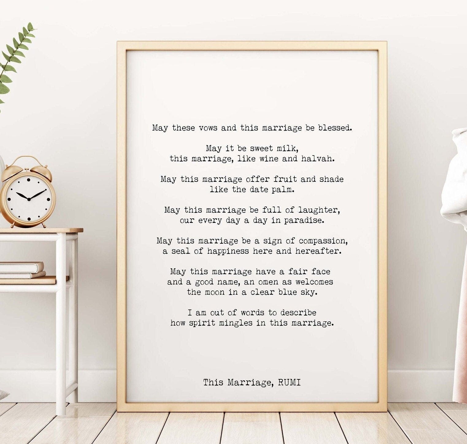 Rumi This Marriage Poem Print Wedding Blessing Wall Art Black Or White Background Literary Love Gift Anniversary Decor Romantic Poetry Quote
