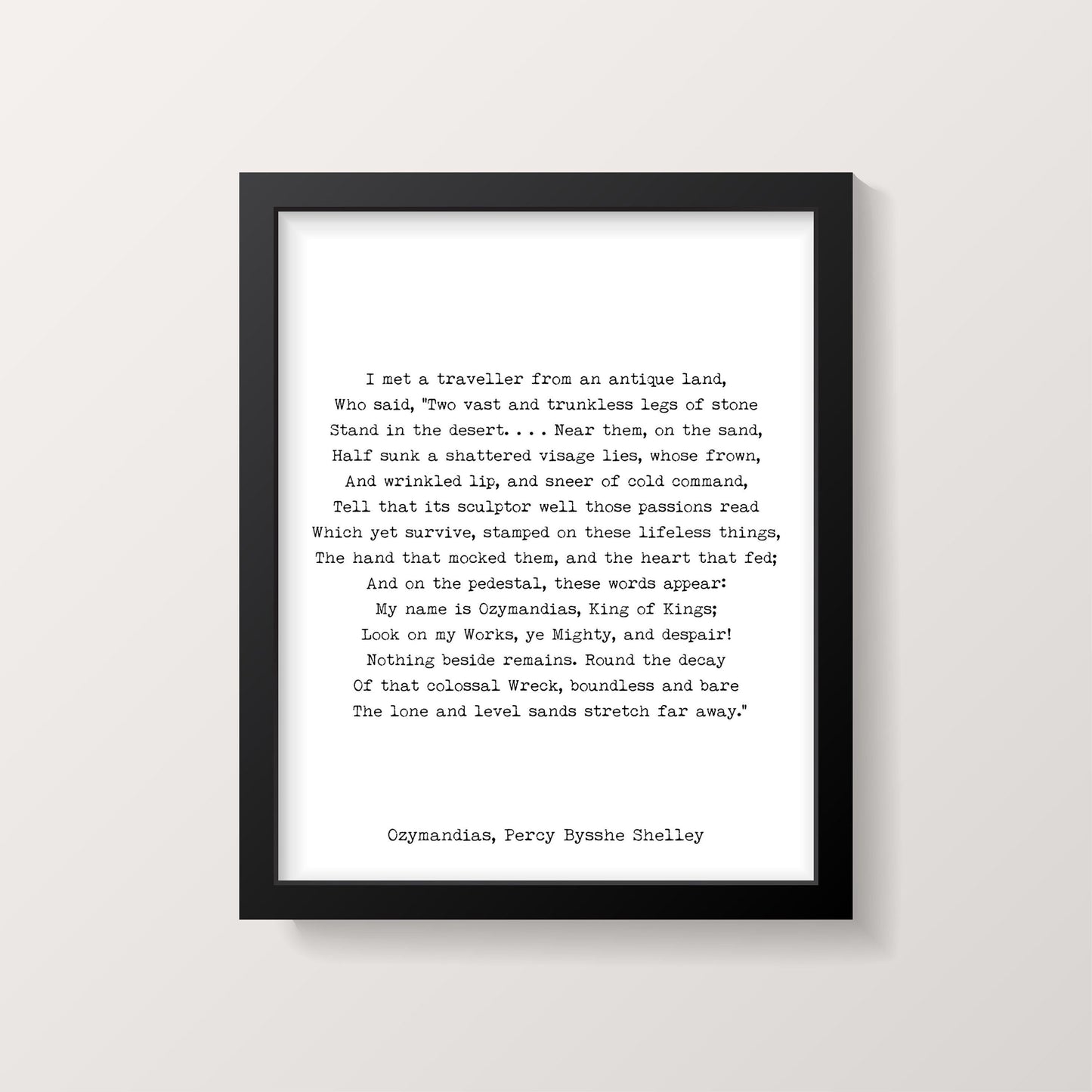 Ozymandias Poem Print Percy Bysshe Shelley Literary Wall Art