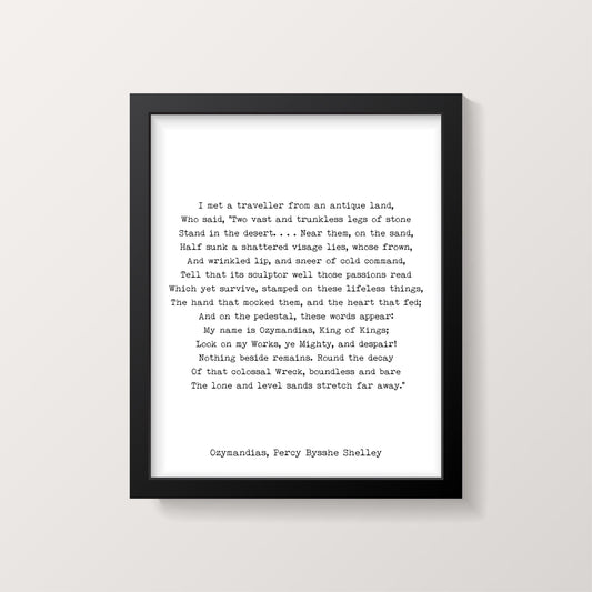 Ozymandias Poem Print Percy Bysshe Shelley Literary Wall Art