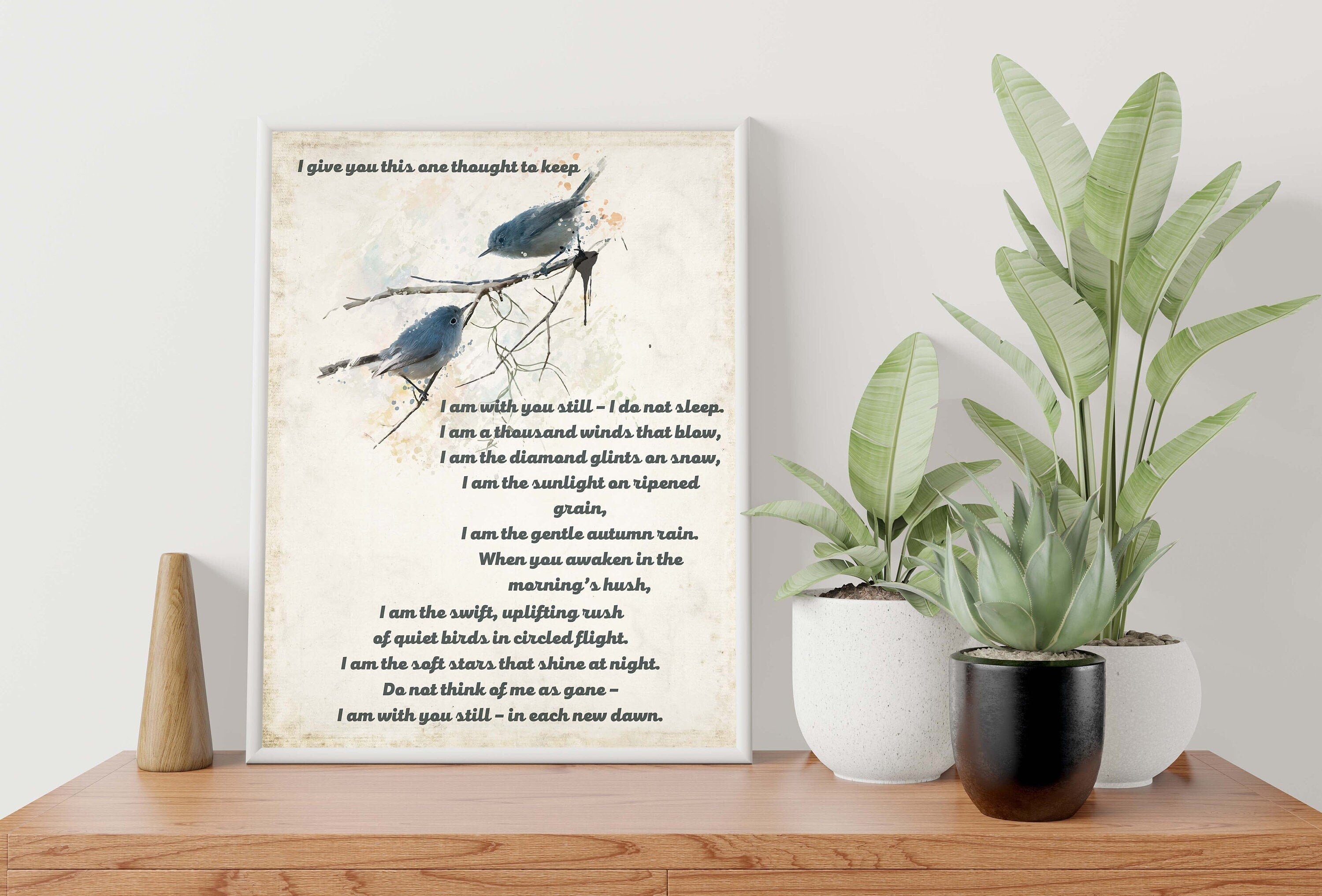 I Give You This One Thought To Keep Native American Prayer Quote Print With Watercolor Birds, Inspirational Gift Wall Art Print