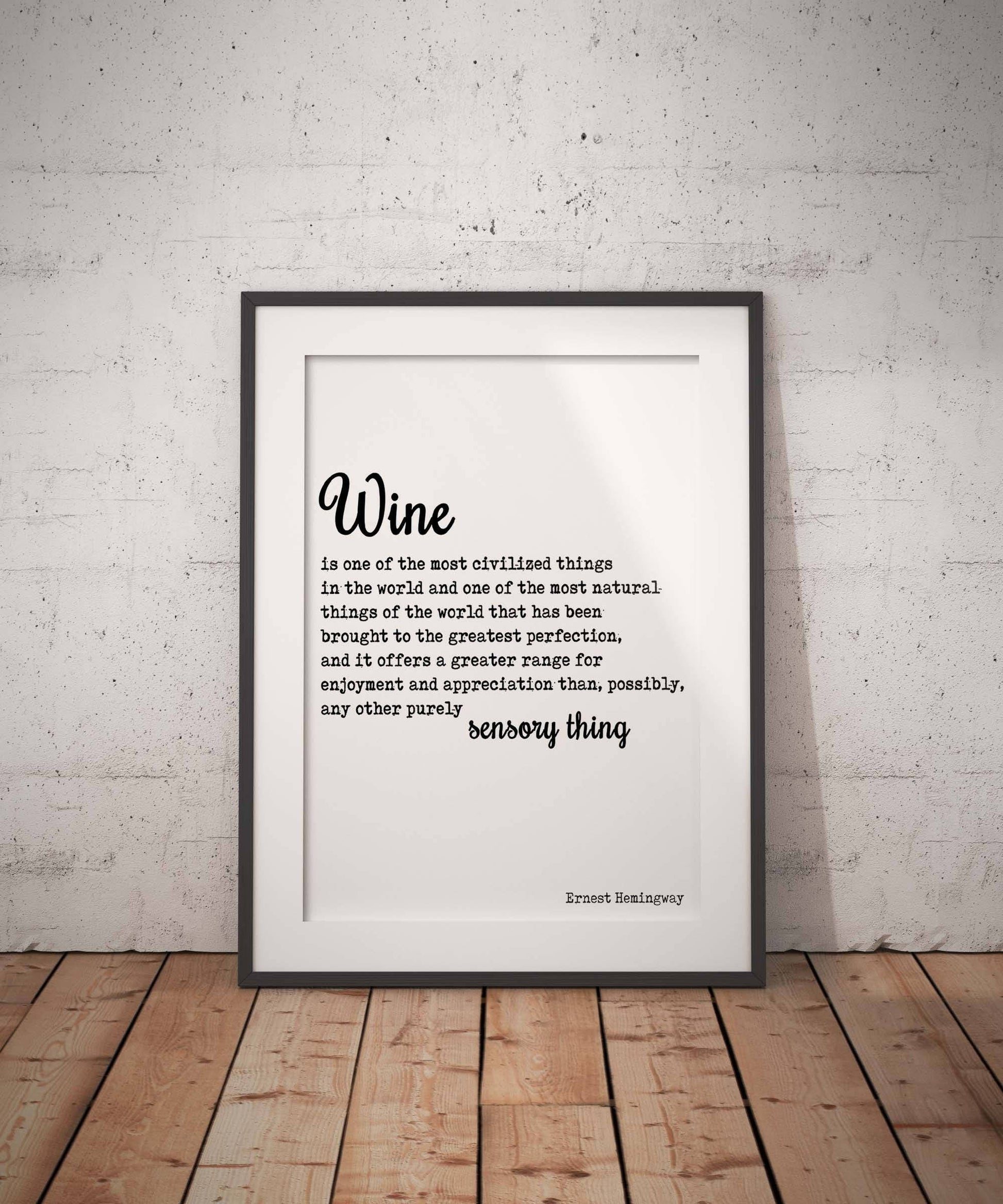 Ernest Hemingway Wine Quote Print Minimalist Literary Wall Art