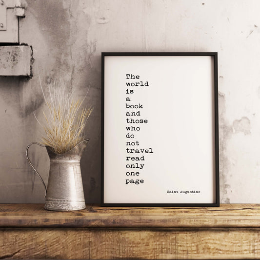 Saint Augustine Travel Quote Print, Literary Wall Art