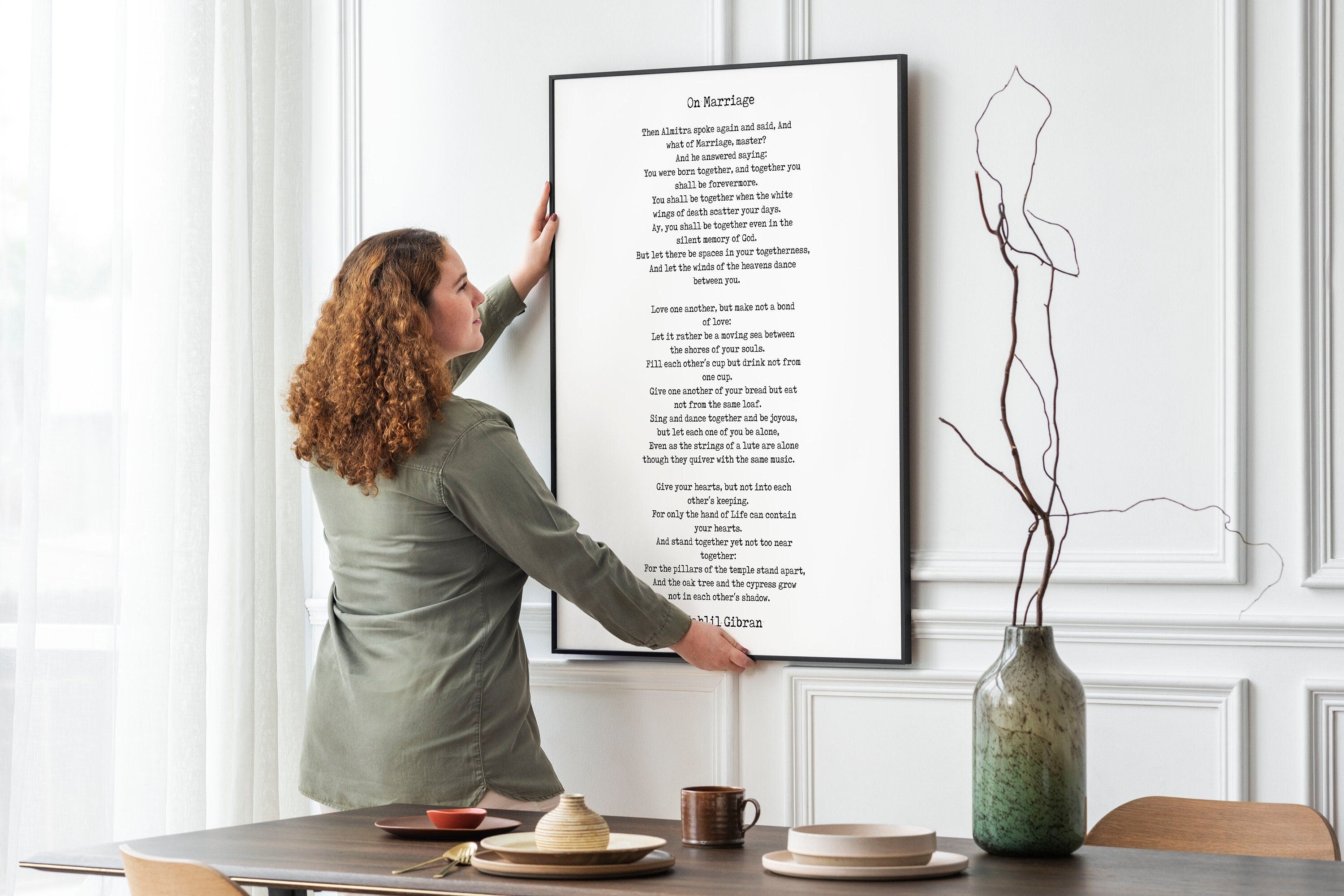On Marriage Poem Kahlil Gibran Wall Art Prints Framed or Unframed in Vintage or Black & White, Love Poetry Literary Wall Art Decor