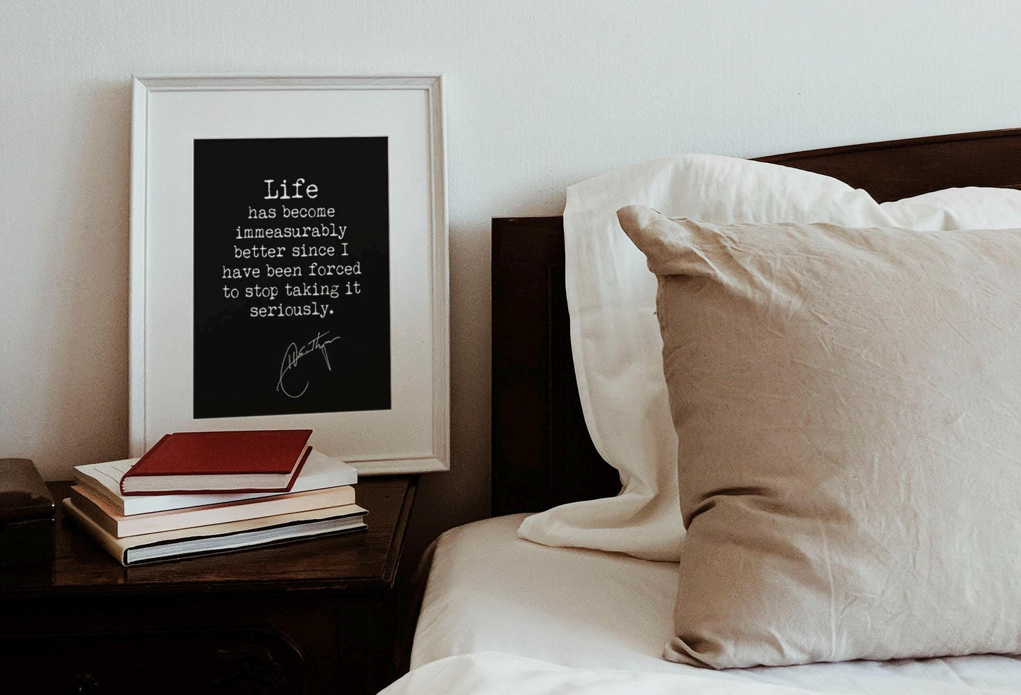 Hunter S Thompson Quote Print – Life Is Better Since I Stopped Taking It Seriously – Minimalist Author Poster Framed or Unframed
