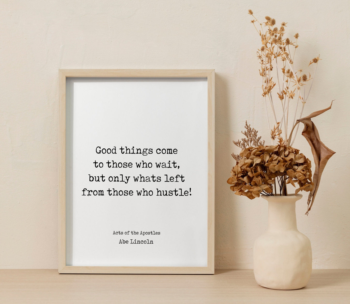 Hustle Quote Print – Good Things Come to Those Who Hustle – Motivational Wall Art, Typewriter Style