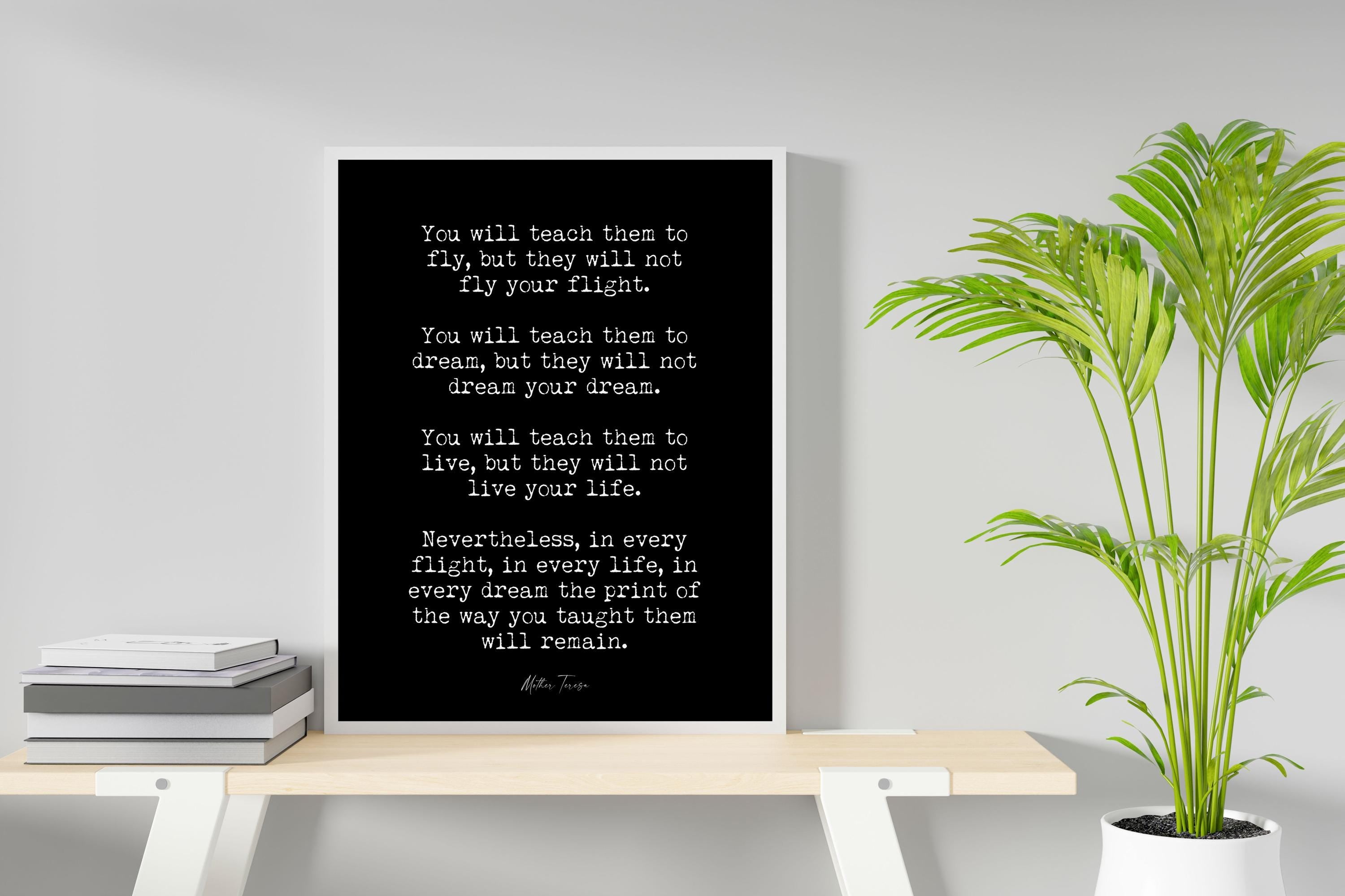 Mother Teresa Quote Print Teaching Children Inspirational Wall Art
