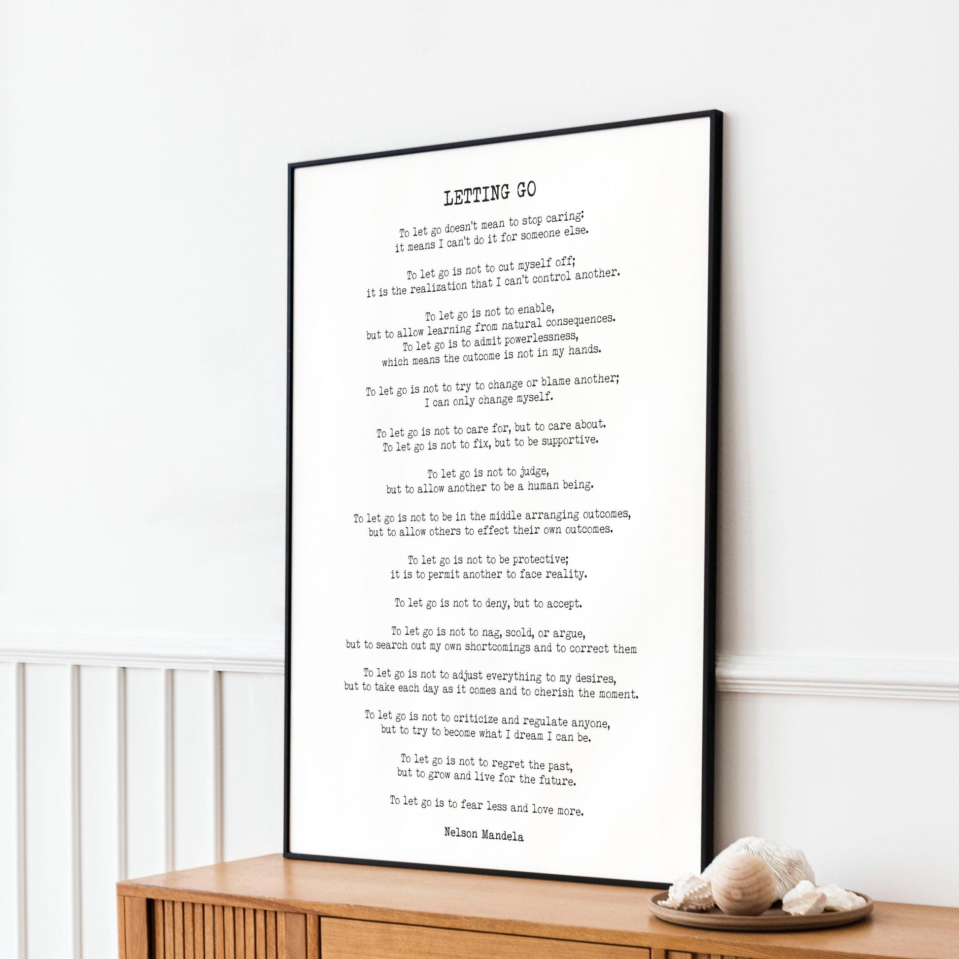 Letting Go Nelson Mandela Quote Art Print | Inspirational Wall Decor | Framed, Unframed & Digital Options | Book Quote Decor