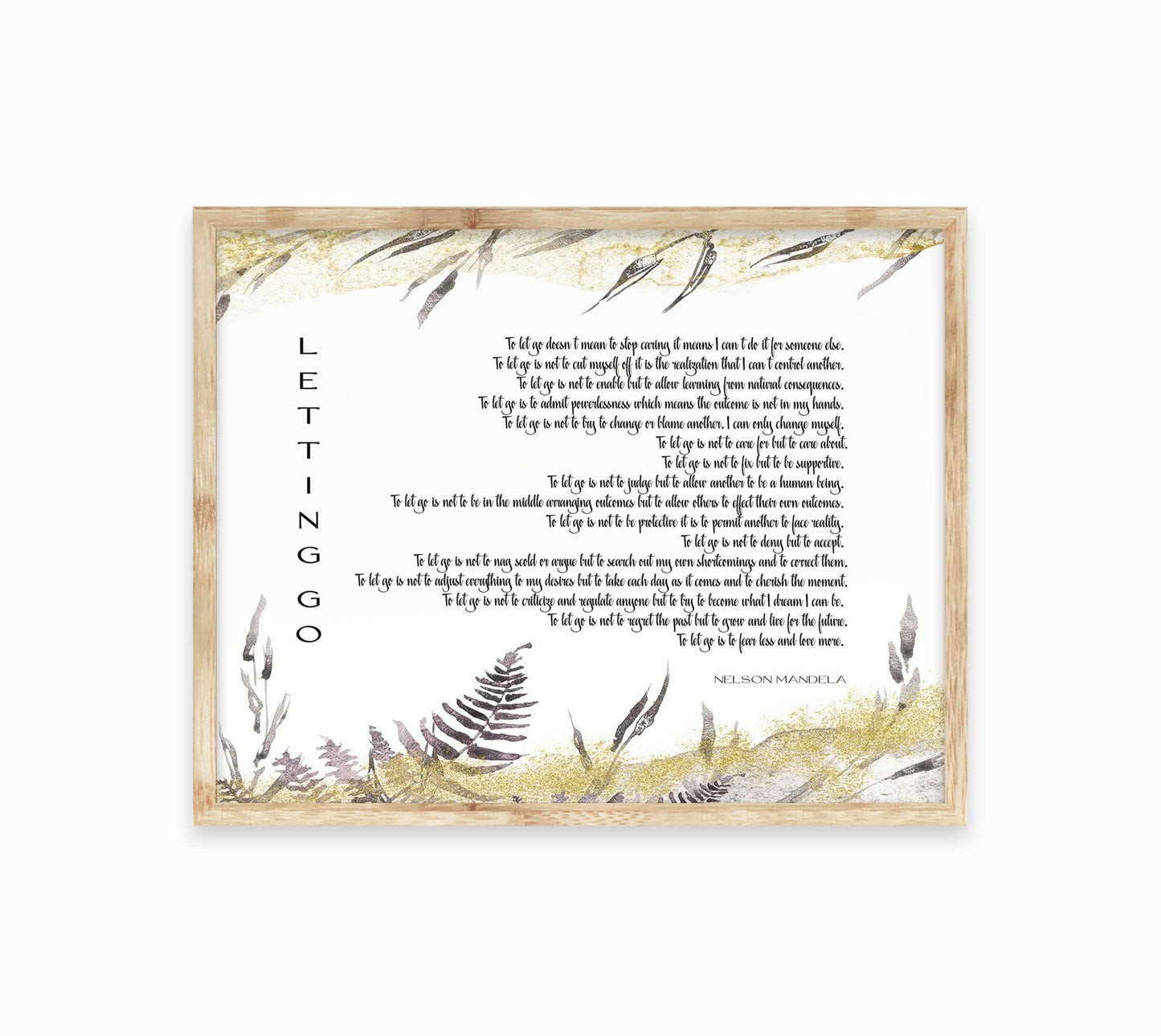 Letting Go Quote Print – Nelson Mandela Inspired Wall Art in Modern Botanical Style