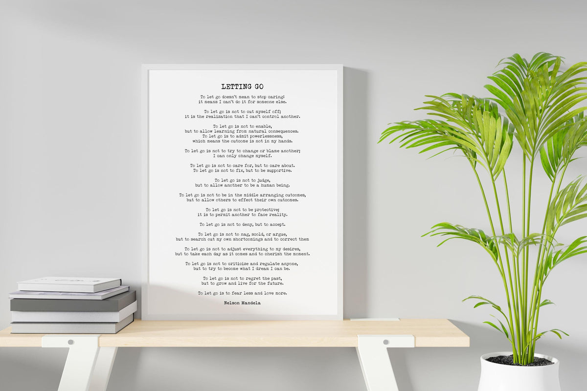 Letting Go Nelson Mandela Quote Art Print | Inspirational Wall Decor | Framed, Unframed & Digital Options | Book Quote Decor