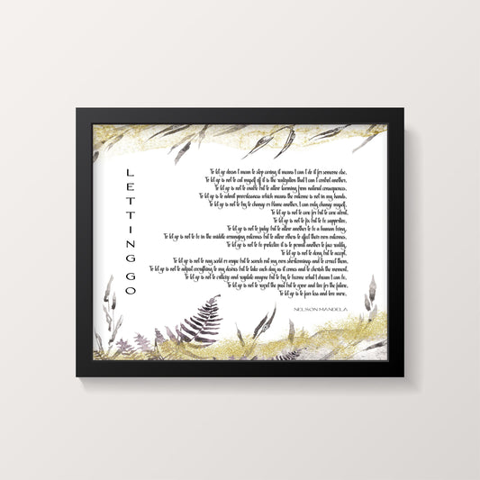 Letting Go Quote Print – Nelson Mandela Inspired Wall Art in Modern Botanical Style