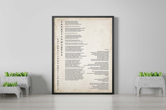 Poetry Wall Print Langston Hughes "Let America Be America Again" Vintage Poem Art Decor