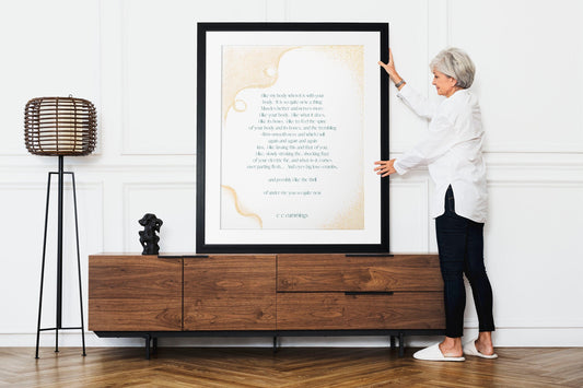 e e cummings art print i like my body when it is with your body Love Poem, Romantic Unframed & Framed Art Quote Wall Decor