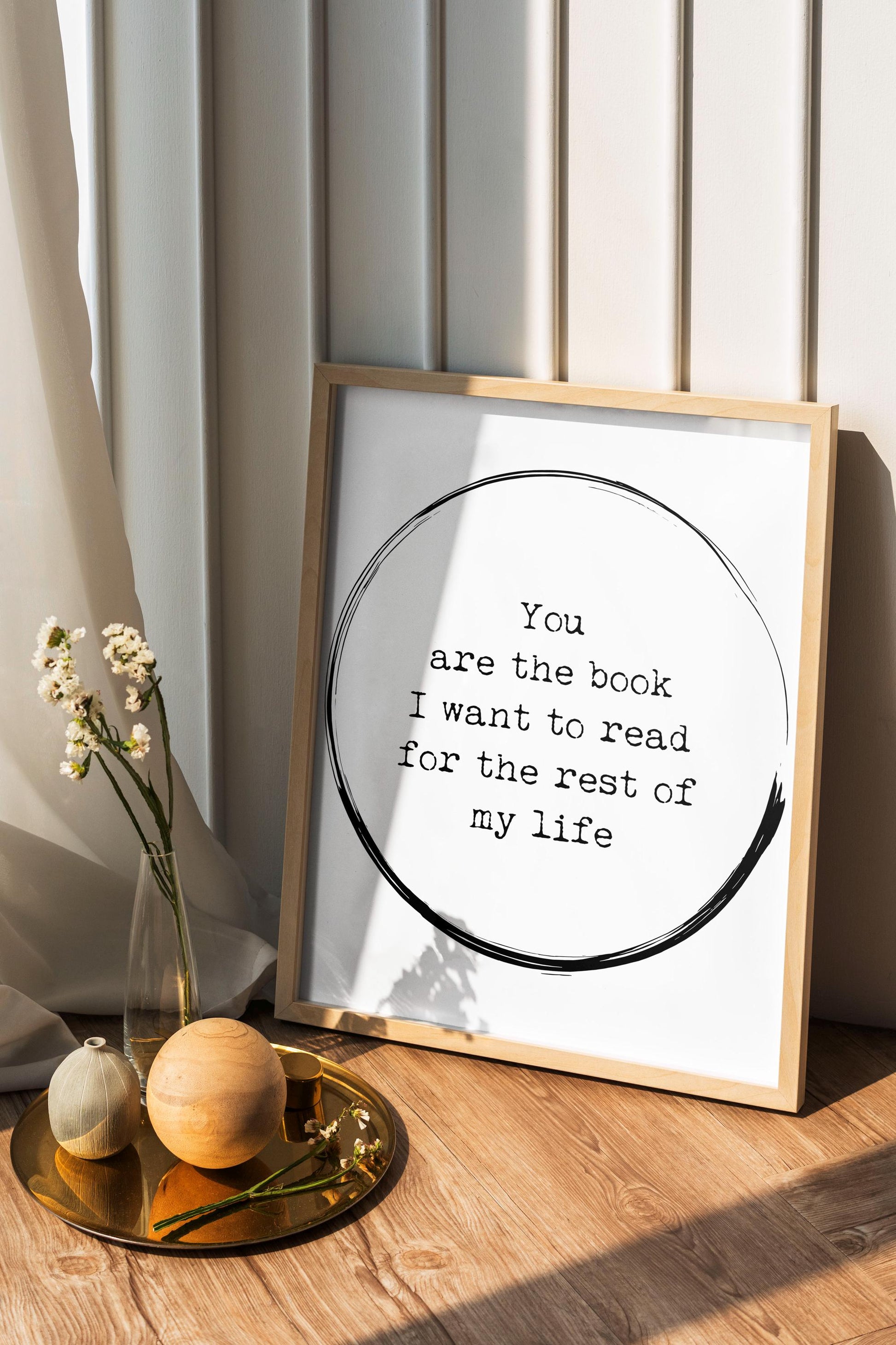 Romantic Love Quote Wall Art – You Are the Book Print, Wedding or Anniversary Gift
