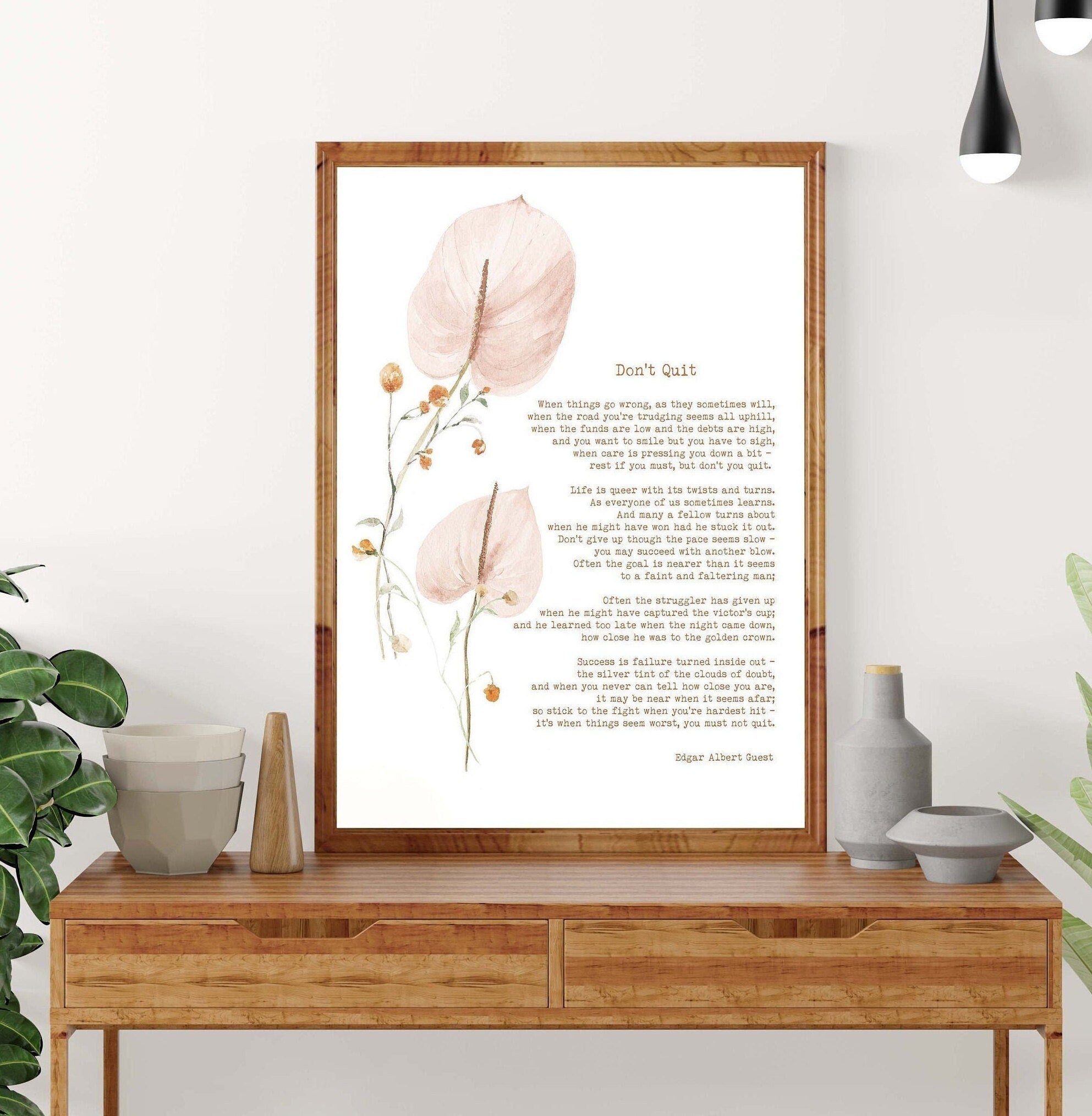 Edgar Albert Guest Poem Don't Quit Inspirational Wall Art Prints, Poetry Print In Colour Or Black & White Art
