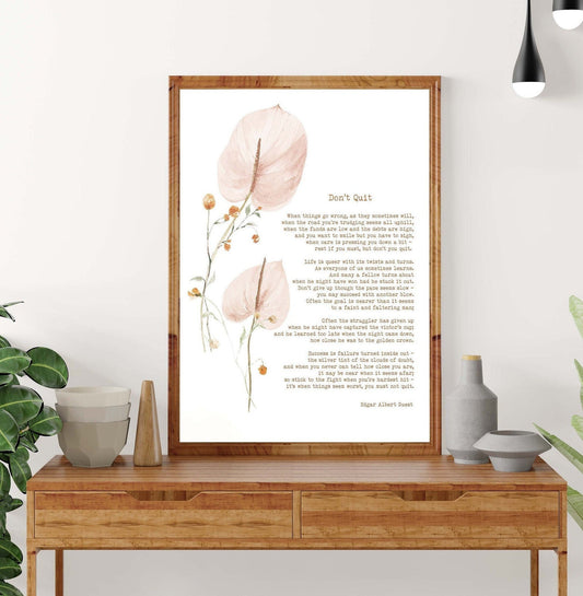 Don’t Quit Poetry Wall Decor, Edgar Albert Guest Encouragement Art