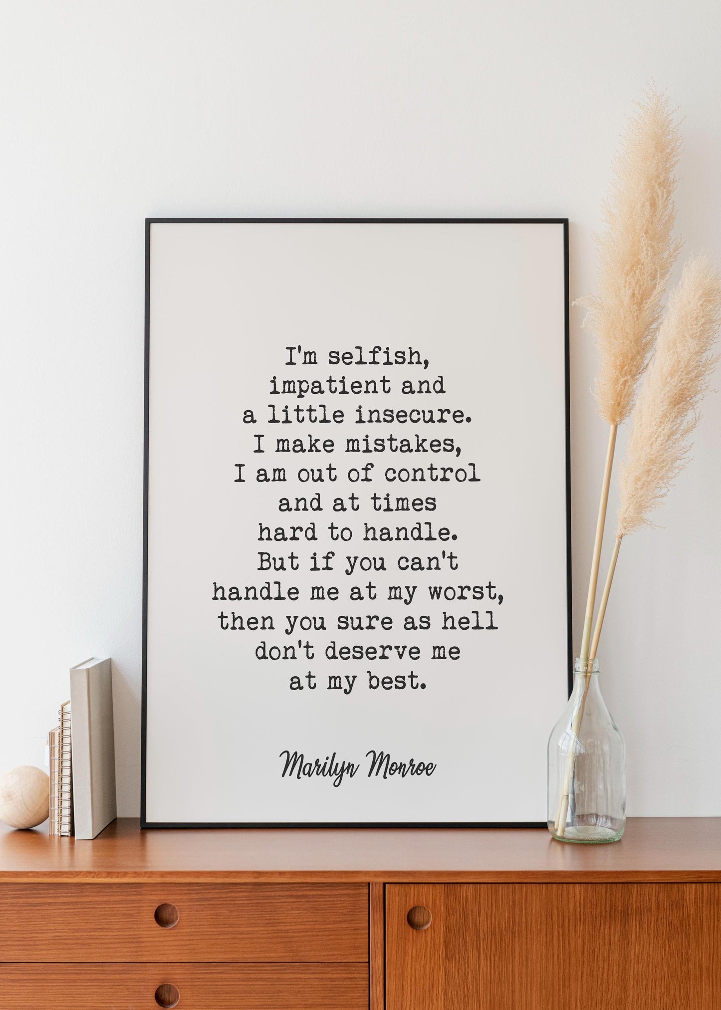 Marilyn Monroe Quote Print  Iconic Self Love Wall Art, Feminist Typewriter Style Poster