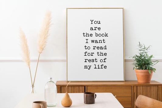 You Are The Book I Want To Read Forever Quote Print | Romantic Literary Wall Art | Typewriter Love Poster | Black White Bedroom Decor
