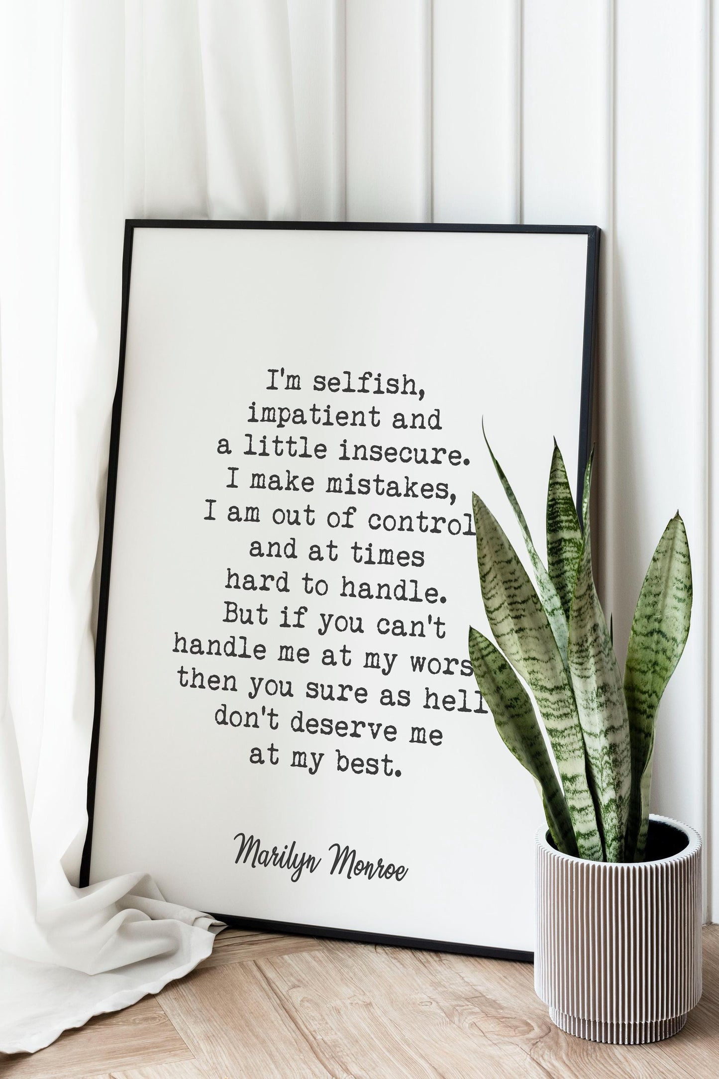 Marilyn Monroe Quote Print  Iconic Self Love Wall Art, Feminist Typewriter Style Poster