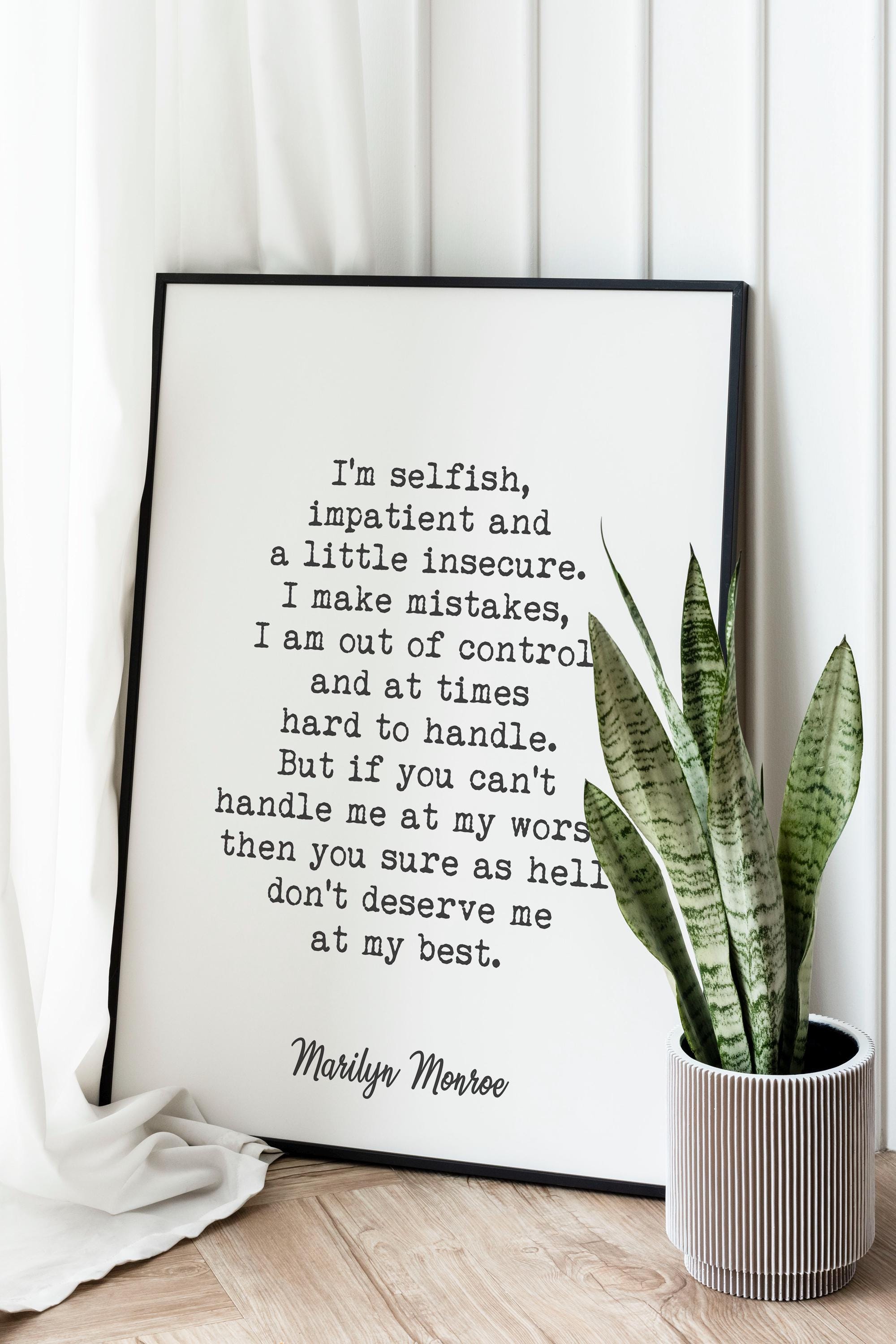 Marilyn Monroe Quote Print  Iconic Self Love Wall Art, Feminist Typewriter Style Poster
