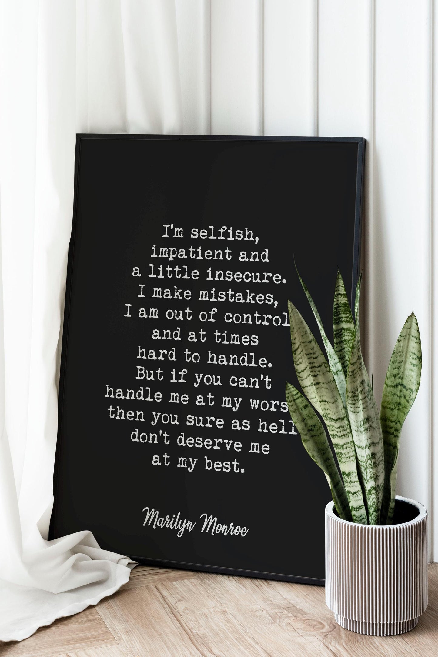 Marilyn Monroe Quote Print  Iconic Self Love Wall Art, Feminist Typewriter Style Poster