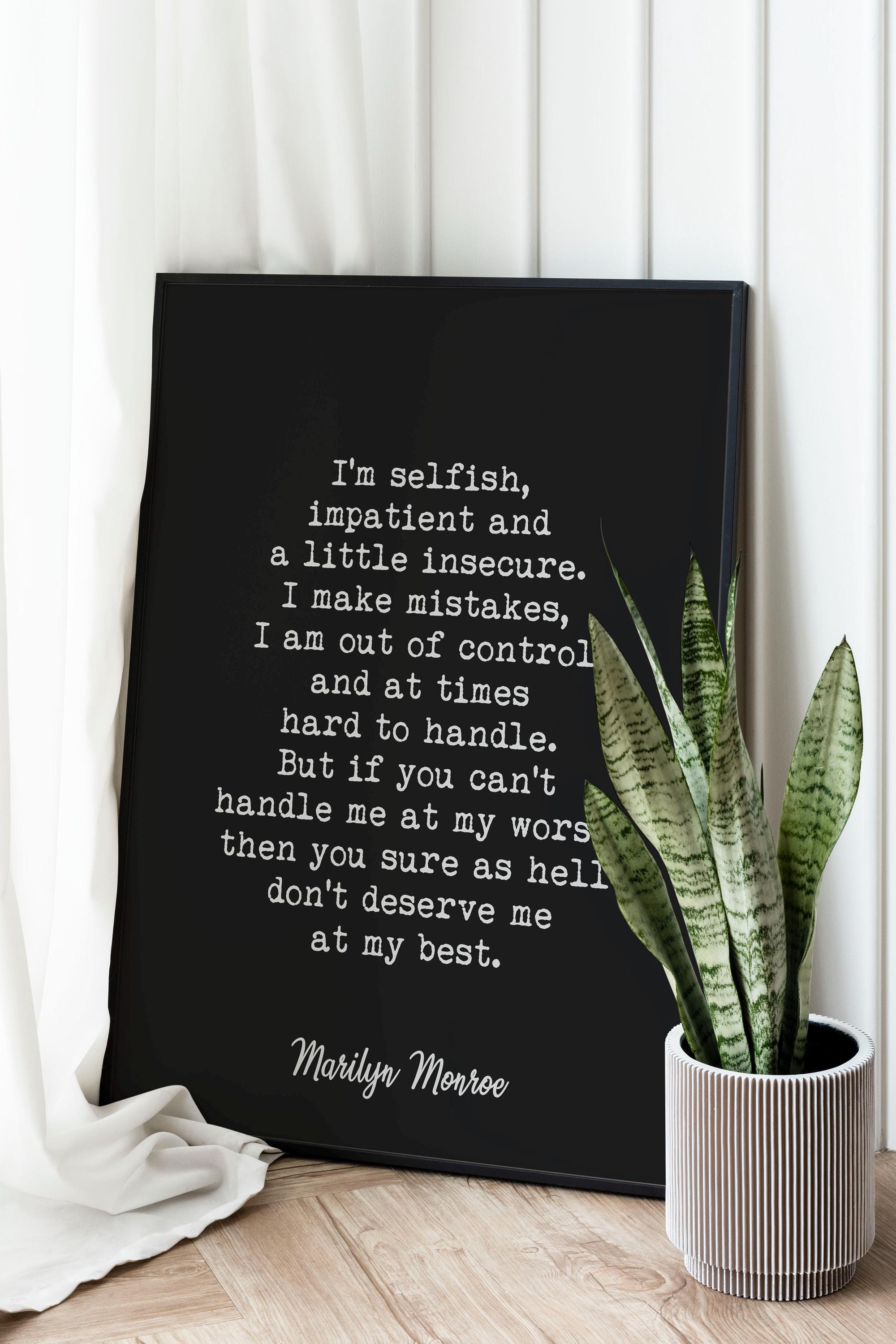 Marilyn Monroe Quote Print  Iconic Self Love Wall Art, Feminist Typewriter Style Poster