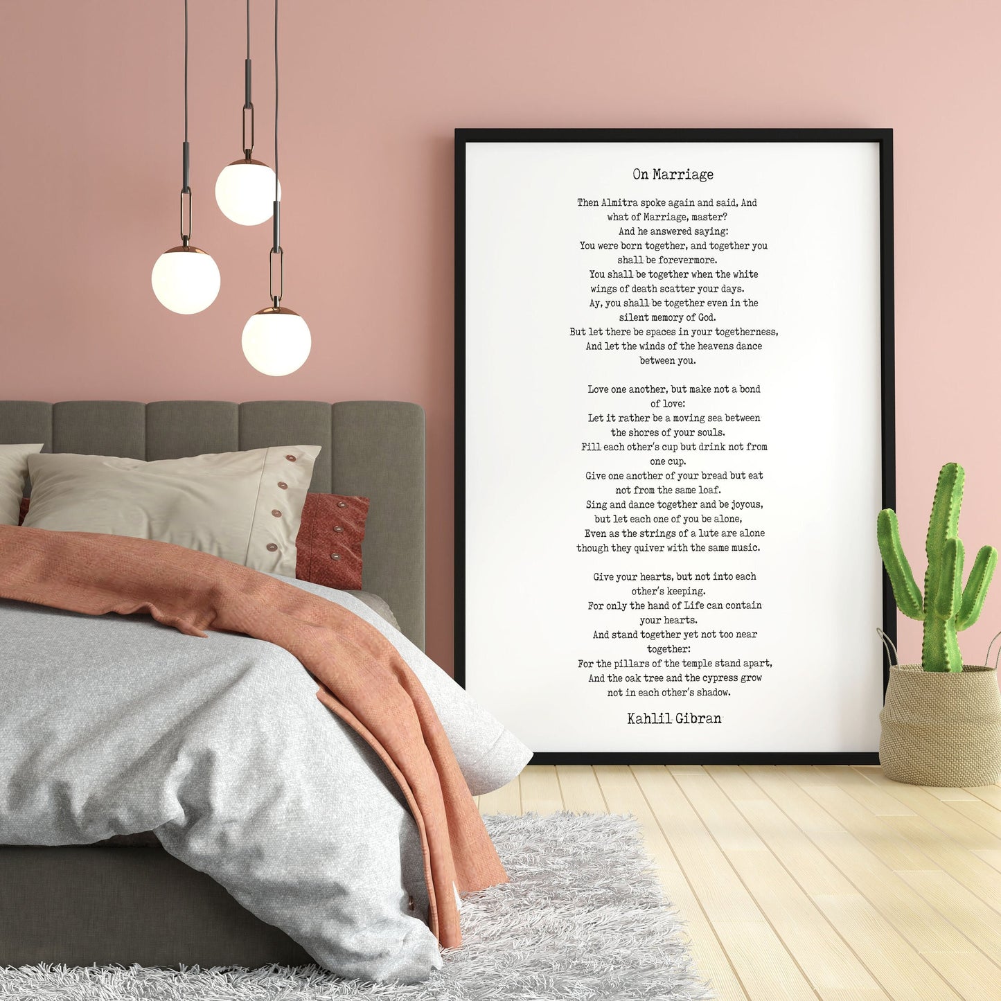 On Marriage Poem Kahlil Gibran Wall Art Prints Framed or Unframed in Vintage or Black & White, Love Poetry Literary Wall Art Decor
