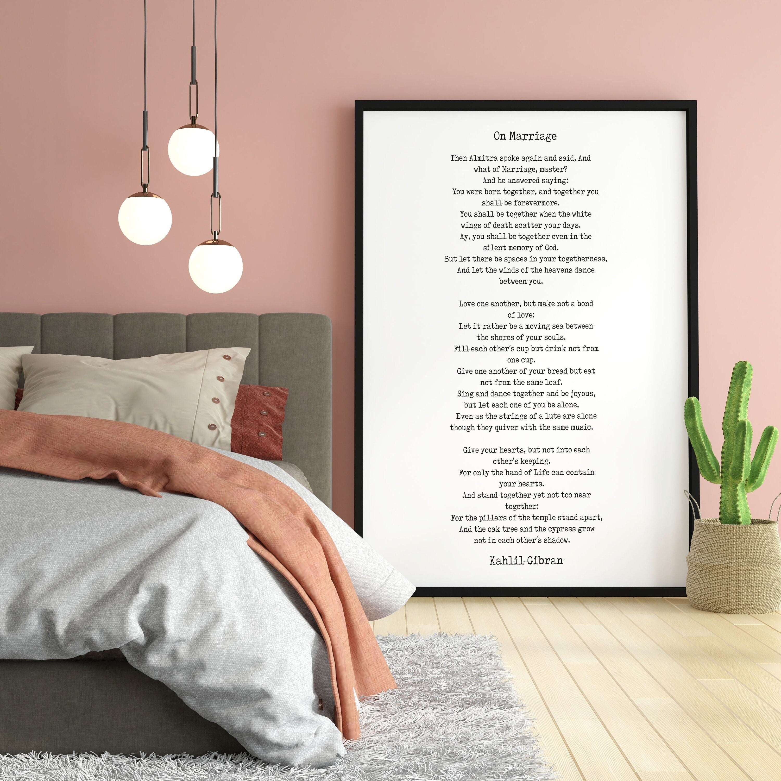 On Marriage Poem Kahlil Gibran Wall Art Prints Framed or Unframed in Vintage or Black & White, Love Poetry Literary Wall Art Decor