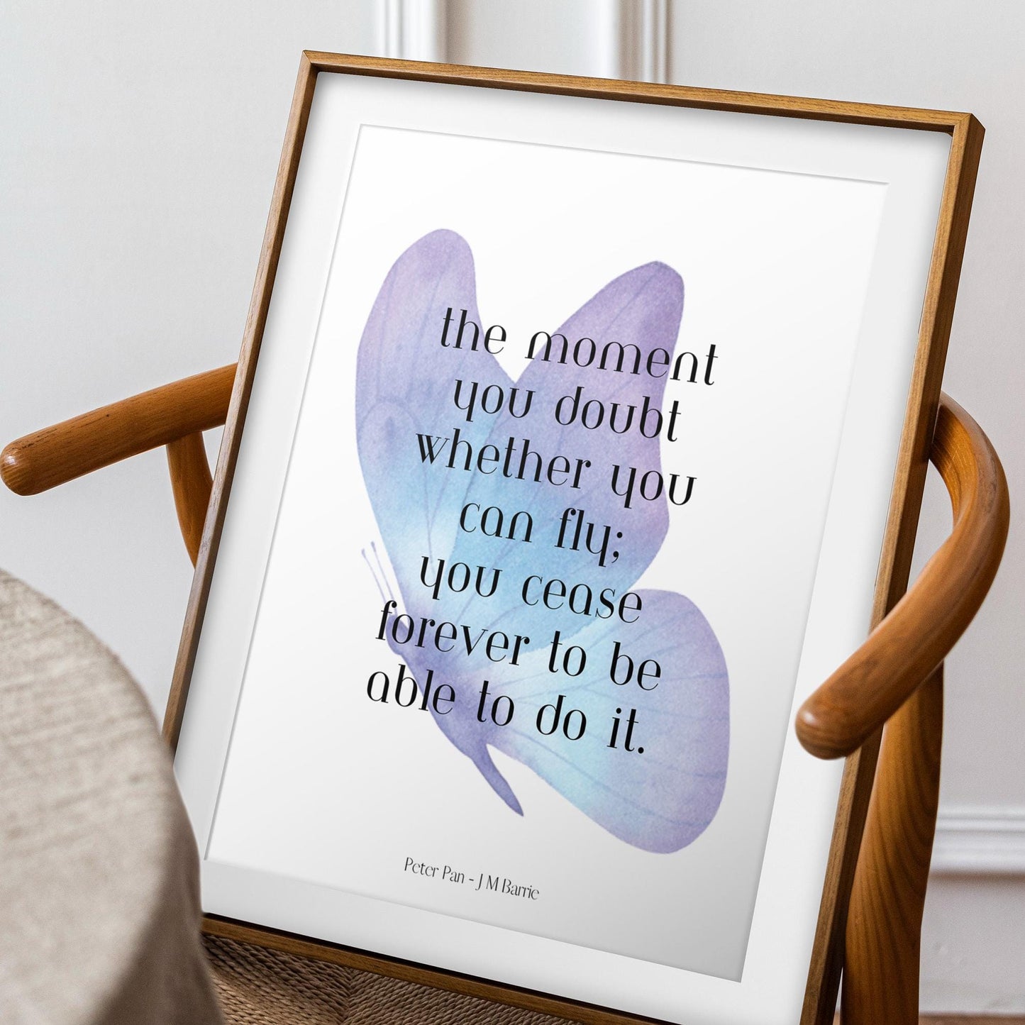 Peter Pan "Believe You Can Fly" Quote Print - Inspirational Literary Wall Art - Motivational Book Lover Gift