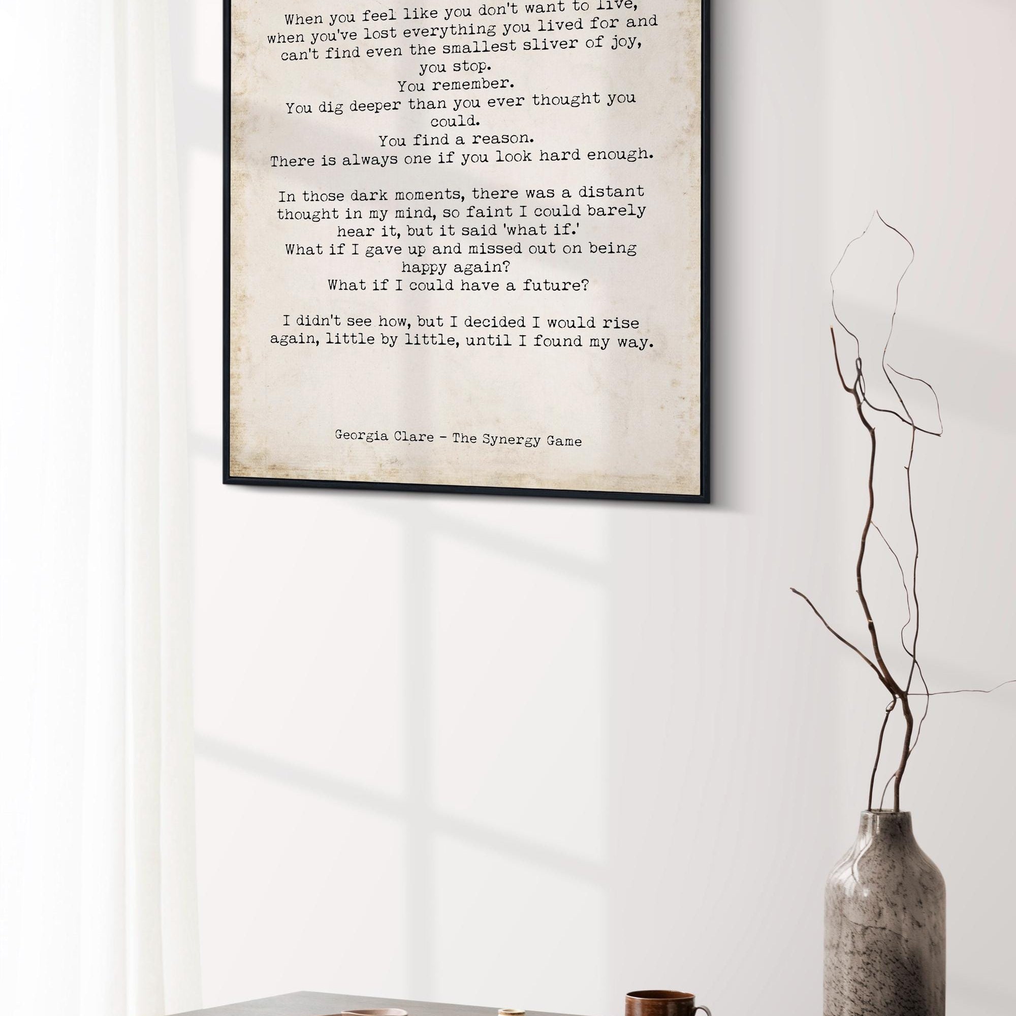 Black & White Literary Quote Art Print – Minimalist Healing Wall Decor