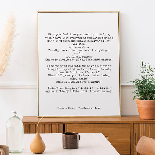 Black & White Literary Quote Art Print – Minimalist Healing Wall Decor