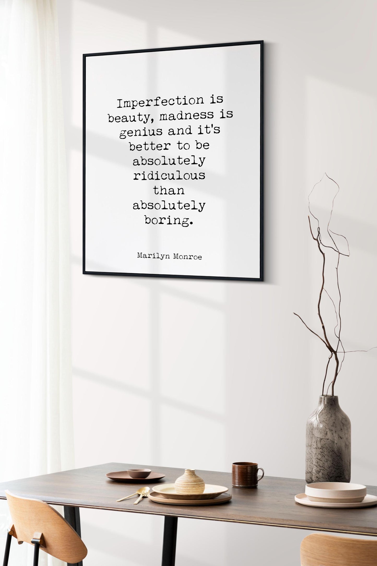 Marilyn Monroe Quote Print – “Imperfection Is Beauty” Minimalist Literary Wall Art