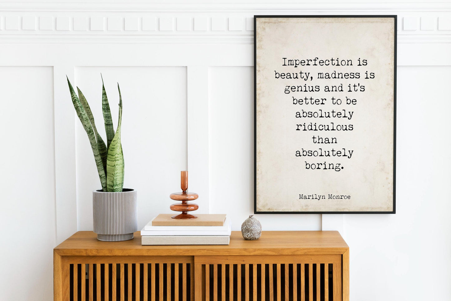 Marilyn Monroe Quote Print – “Imperfection Is Beauty” Minimalist Literary Wall Art