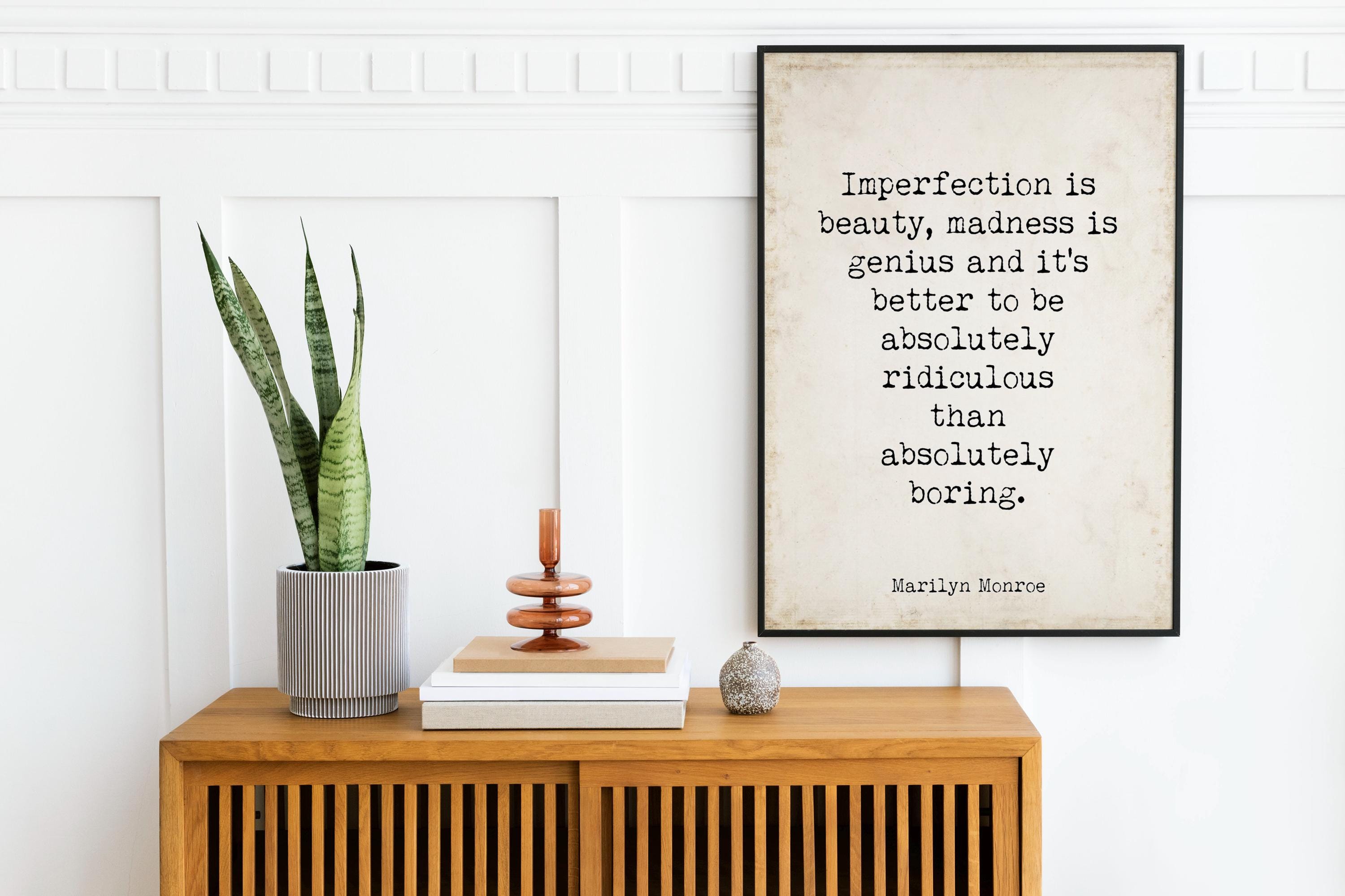 Marilyn Monroe Quote Print – “Imperfection Is Beauty” Minimalist Literary Wall Art