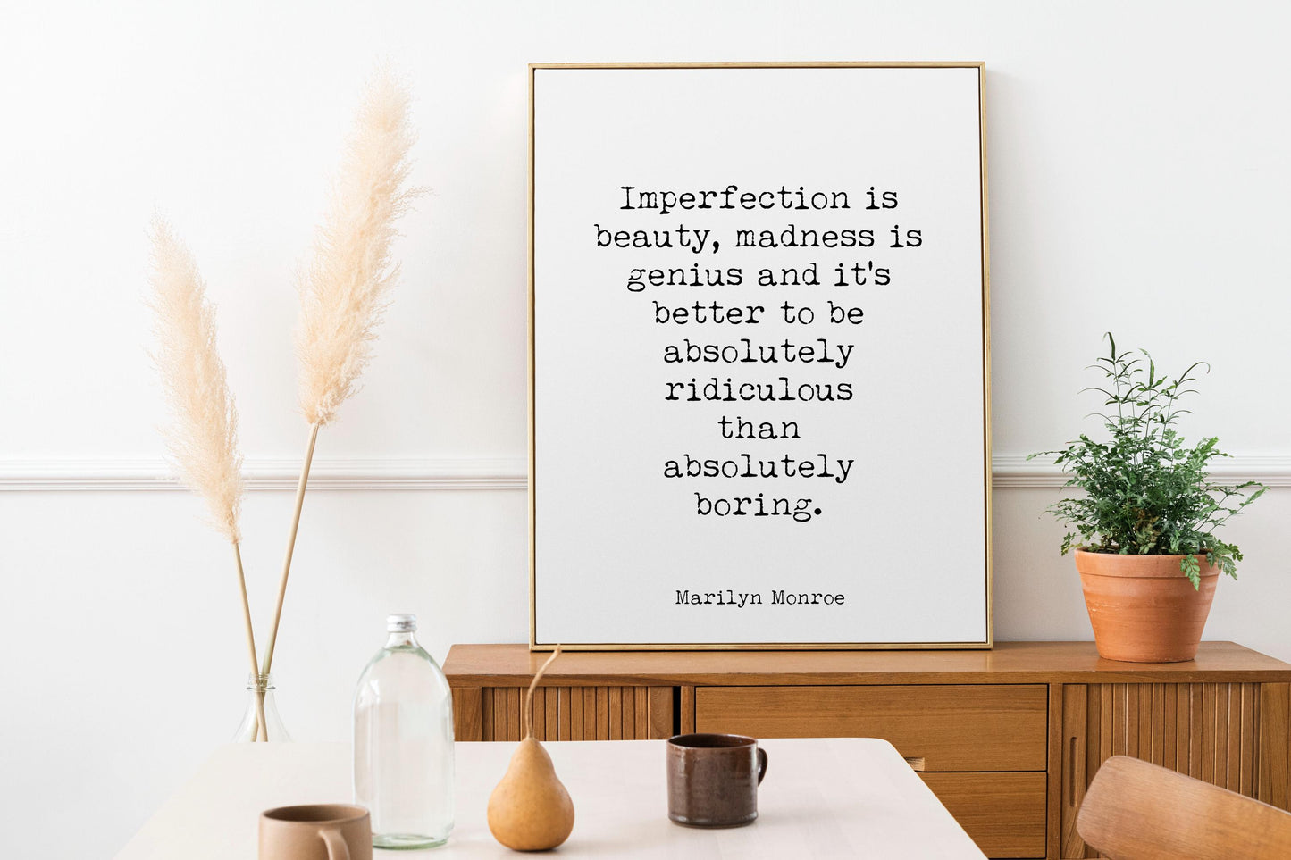 Marilyn Monroe Quote Print – “Imperfection Is Beauty” Minimalist Literary Wall Art