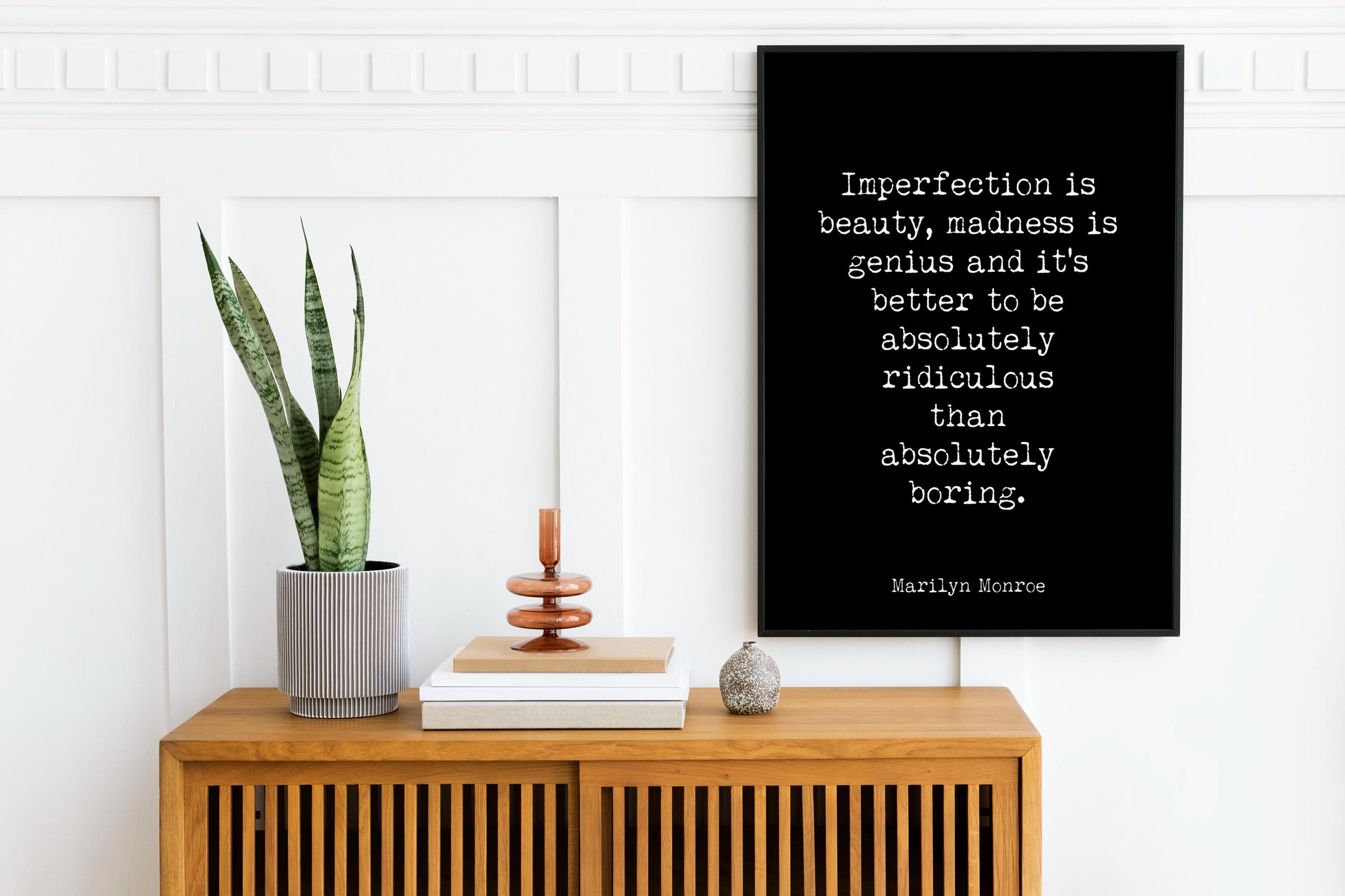 Marilyn Monroe Quote Print – “Imperfection Is Beauty” Minimalist Literary Wall Art