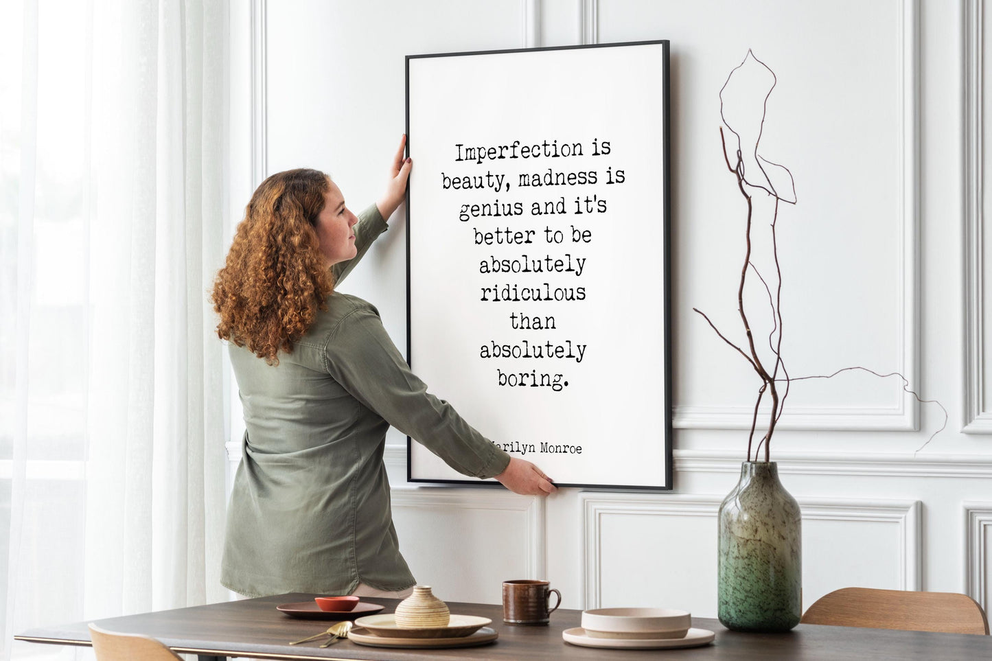 Marilyn Monroe Quote Print – “Imperfection Is Beauty” Minimalist Literary Wall Art