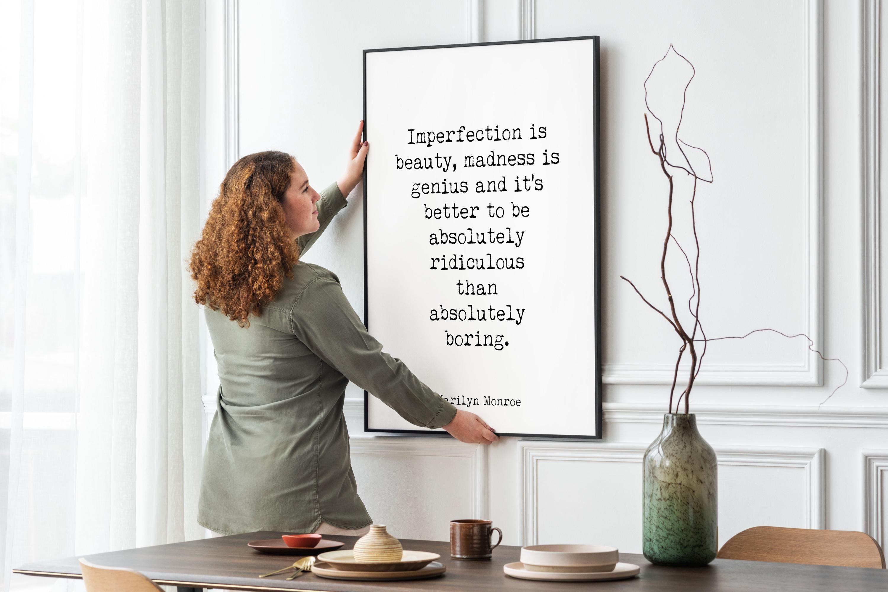Marilyn Monroe Quote Print – “Imperfection Is Beauty” Minimalist Literary Wall Art