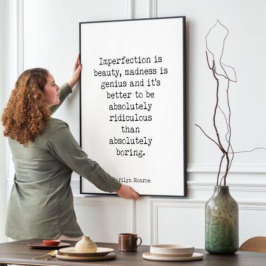 Marilyn Monroe Quote Print – “Imperfection Is Beauty” Minimalist Literary Wall Art