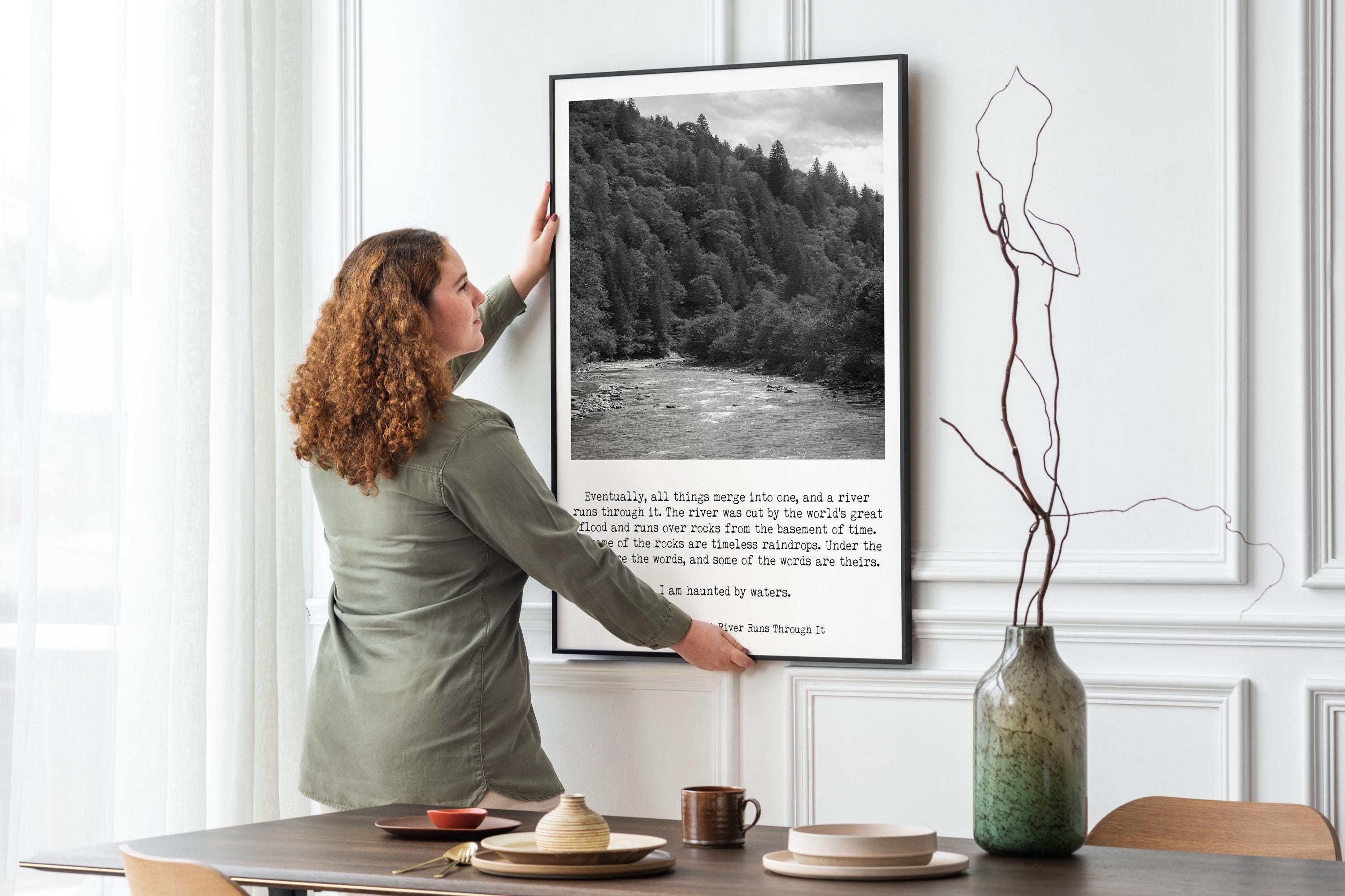Norman Maclean River Quote Print A River Runs Through It Wall Art Black White Nature Photo Literary Decor Typewriter Style Gift For Writers