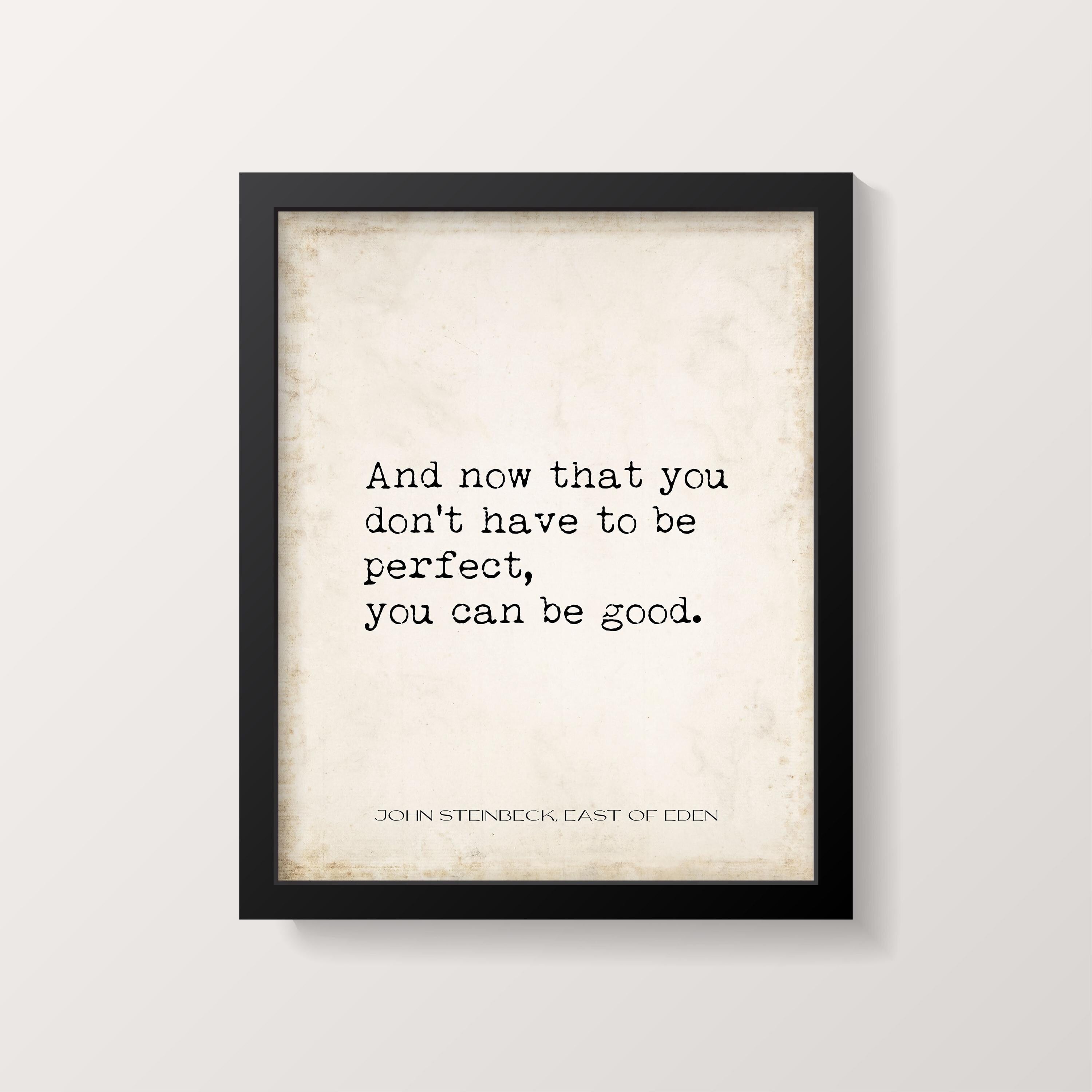 John Steinbeck East of Eden Quote Print, Literary Wall Art with Vintage Typewriter Style, Minimalist Book Lover Gift for Home or Office