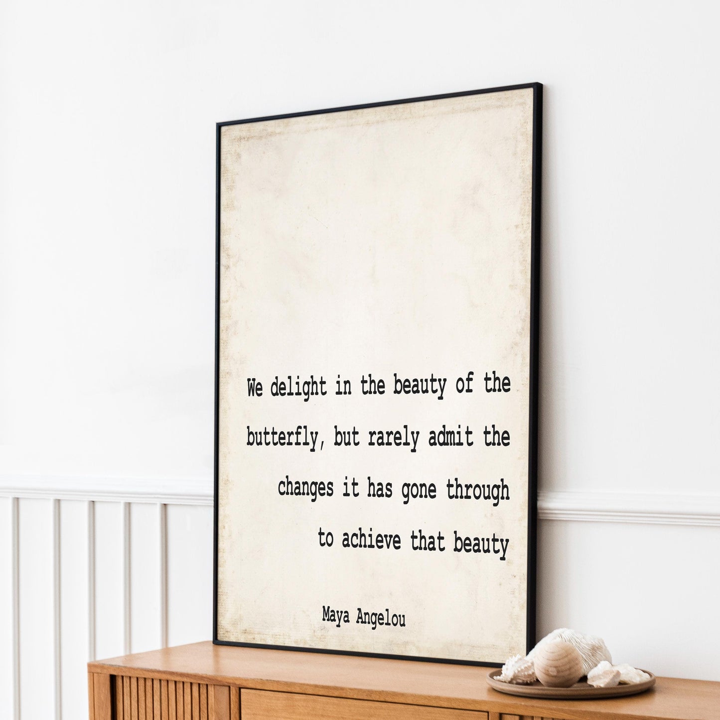 Maya Angelou Butterfly Quote Print – Inspirational Wall Art on Growth and Transformation in White, Black or Vintage