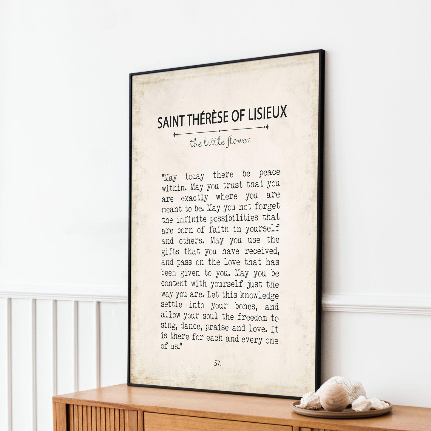 Saint Thérèse of Lisieux quote print – Catholic prayer art for peace within, faith and love – vintage book typewriter-style spiritual gift