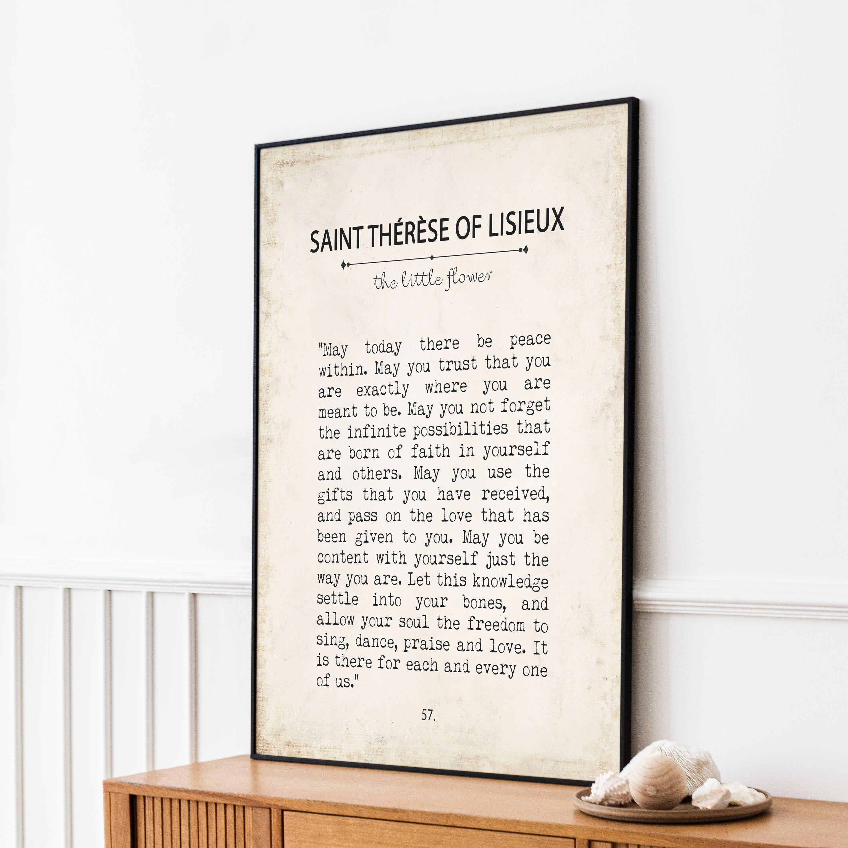 Saint Thérèse of Lisieux quote print – Catholic prayer art for peace within, faith and love – vintage book typewriter-style spiritual gift