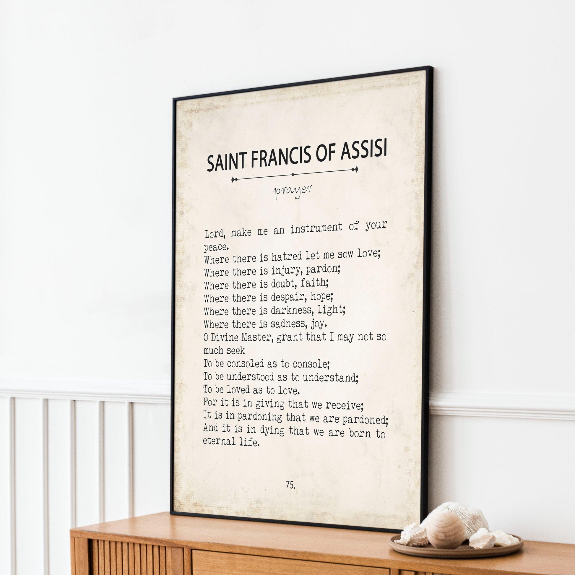 Saint Francis of Assisi Prayer Book Page Style Print – Vintage Christian Wall Art, Catholic Quote