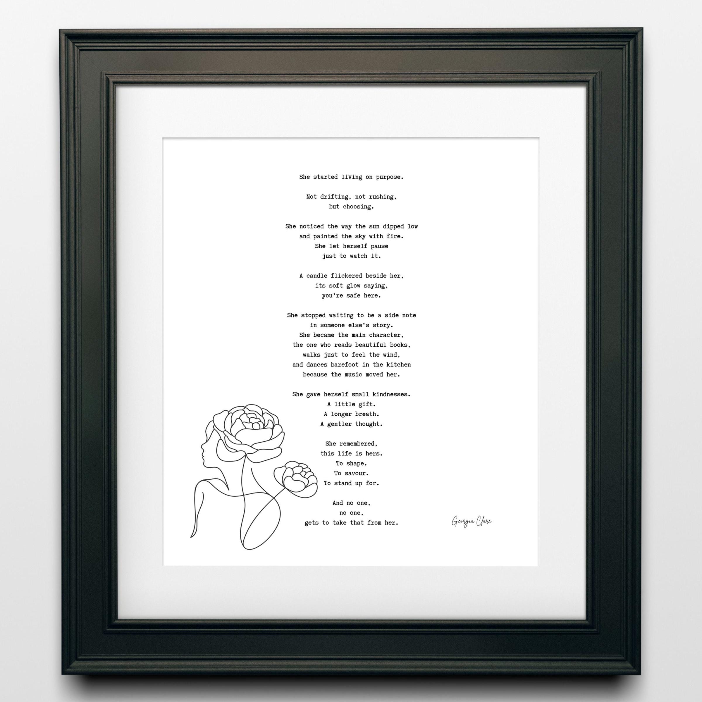 Empowering Female Poem Art Print by Georgia Clare, Feminist Quote Wall Decor, Inspirational Self Worth Poster, Literary Gift for Her