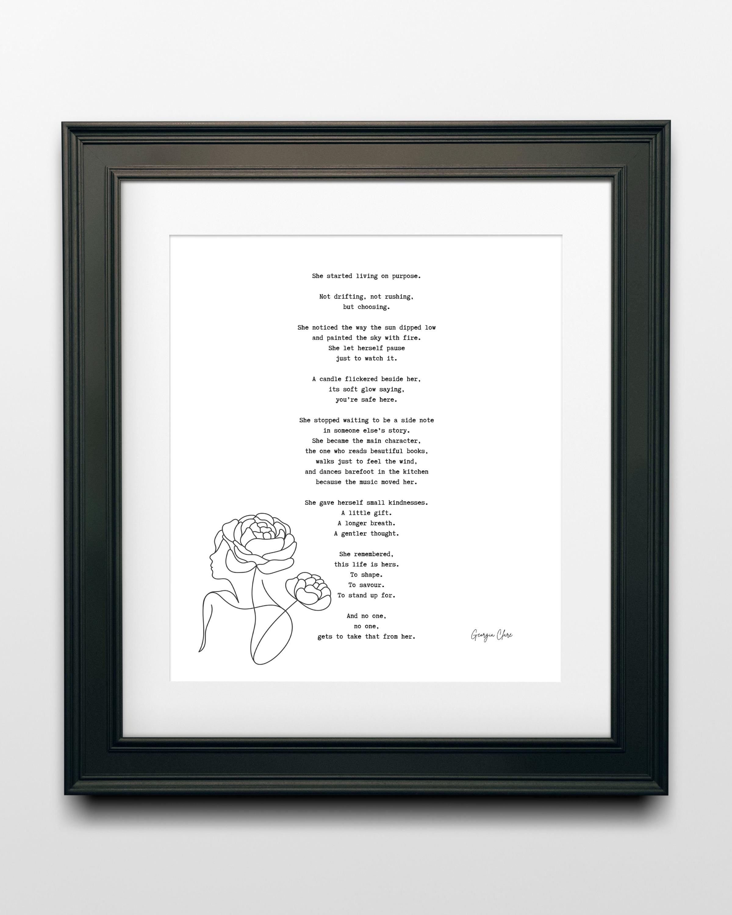 Empowering Female Poem Art Print by Georgia Clare, Feminist Quote Wall Decor, Inspirational Self Worth Poster, Literary Gift for Her